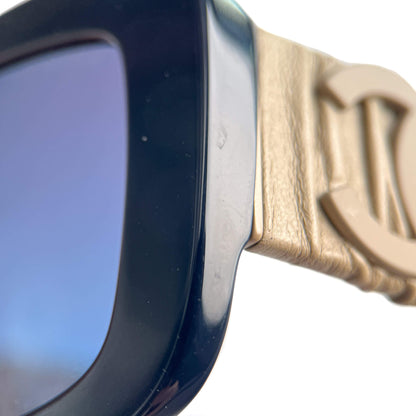 Second hand Chanel Square Acetate and Calfskin Sunglasses Bicolor - Tabita Bags