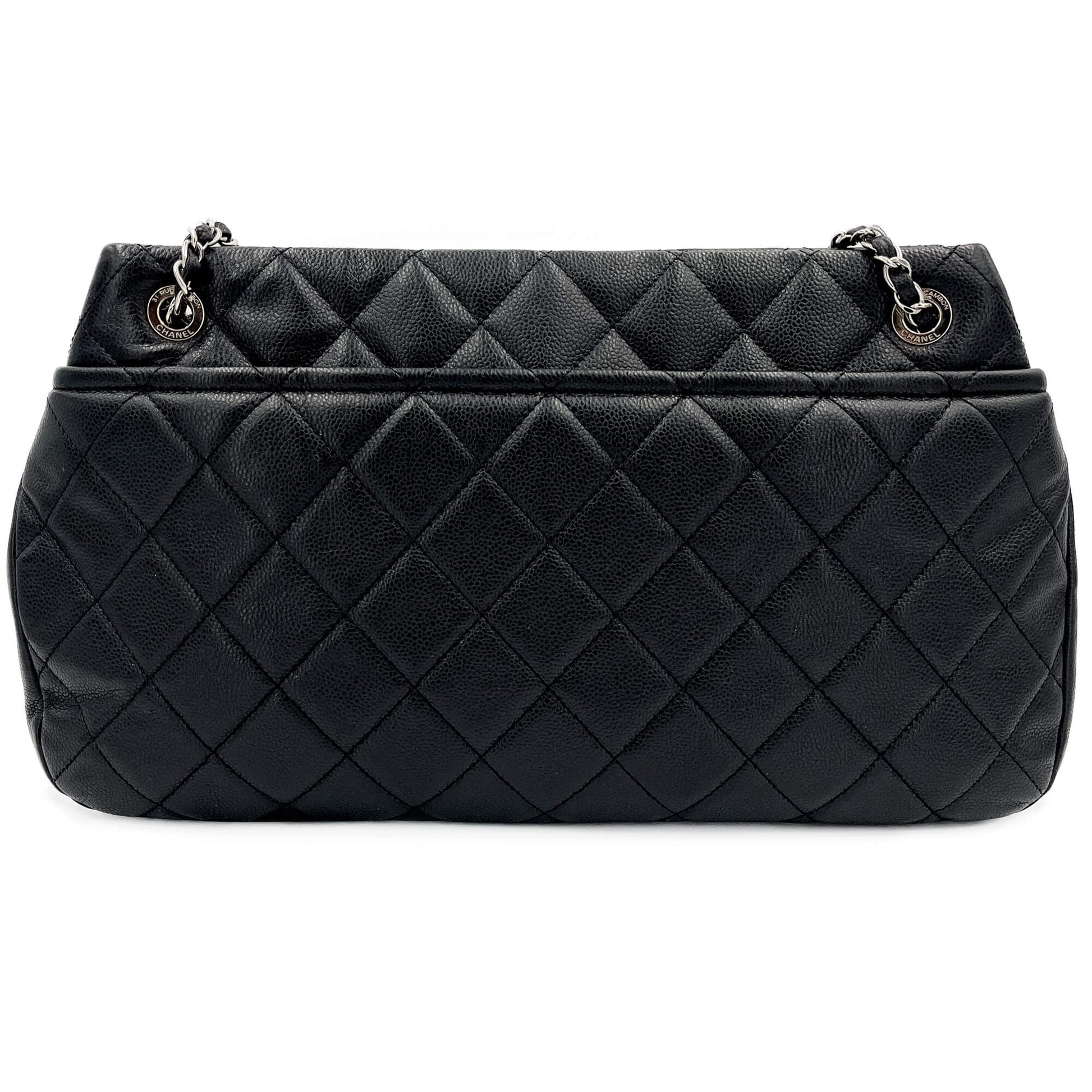 Second hand Chanel Tote Shoulder Bag Matelassè Caviar Leather Black - Tabita Bags