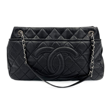 Second hand Chanel Tote Shoulder Bag Matelassè Caviar Leather Black - Tabita Bags