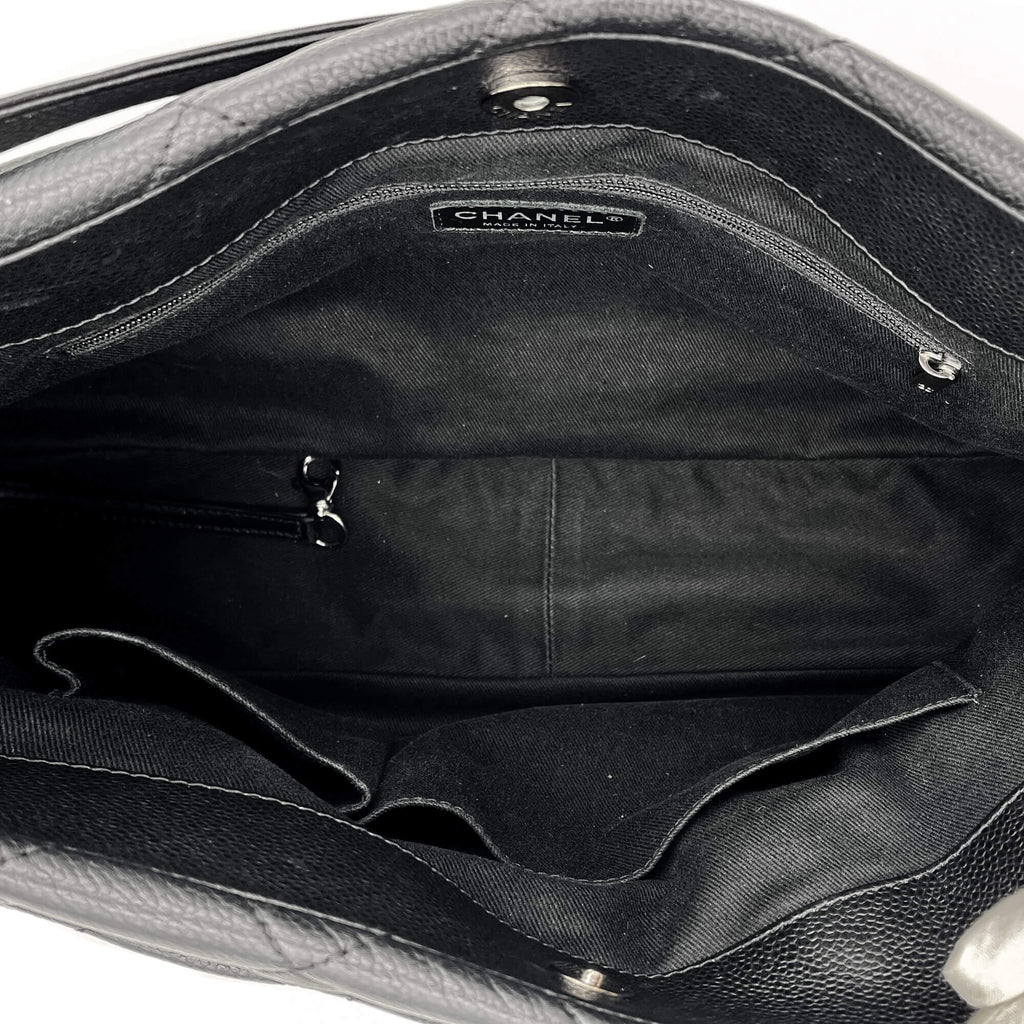 Second hand Chanel Tote Shoulder Bag Matelassè Caviar Leather Black - Tabita Bags