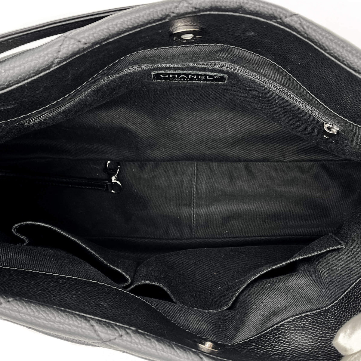 Second hand Chanel Tote Shoulder Bag Matelassè Caviar Leather Black - Tabita Bags