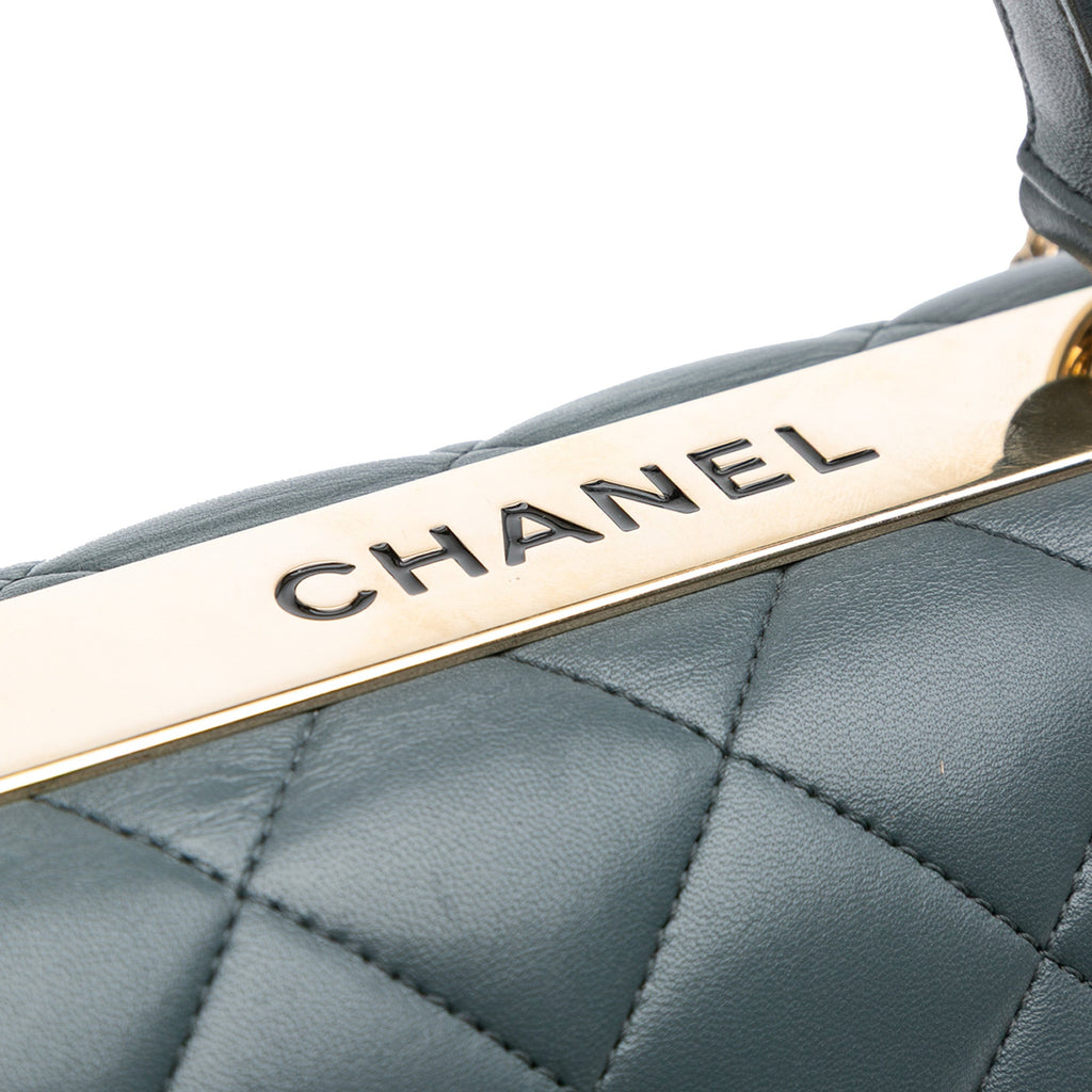 Second hand Chanel Trendy CC Large Lambskin Leather Top - handle Shoulder Bag Grey - Tabita Bags