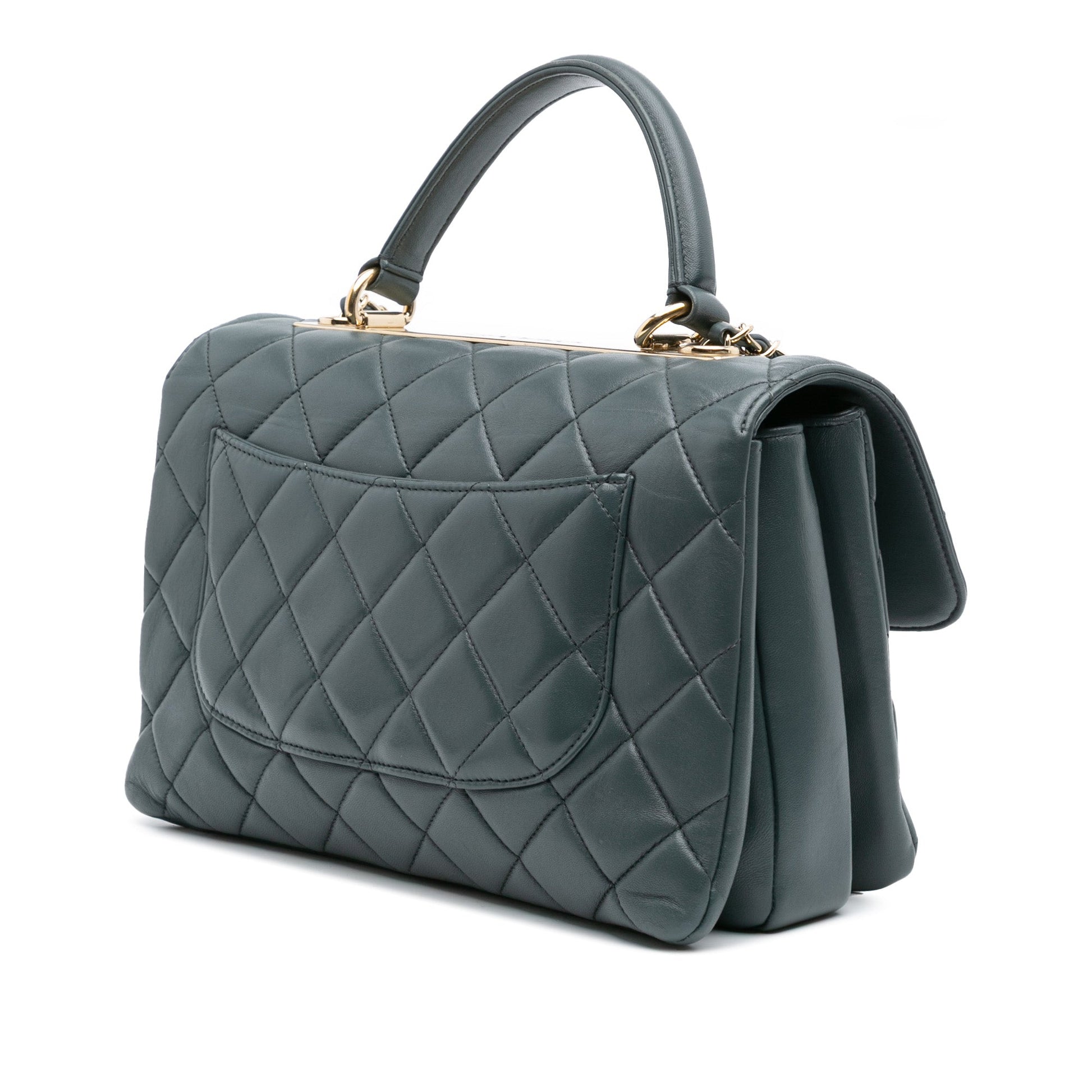 Second hand Chanel Trendy CC Large Lambskin Leather Top - handle Shoulder Bag Grey - Tabita Bags