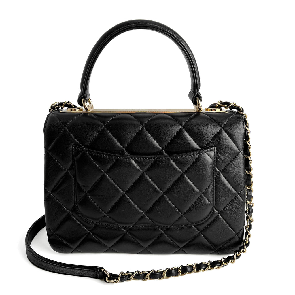 Second hand Chanel Trendy CC Medium Lambskin Leather 2 - Ways Top - handle Shoulder Bag Black - Tabita Bags