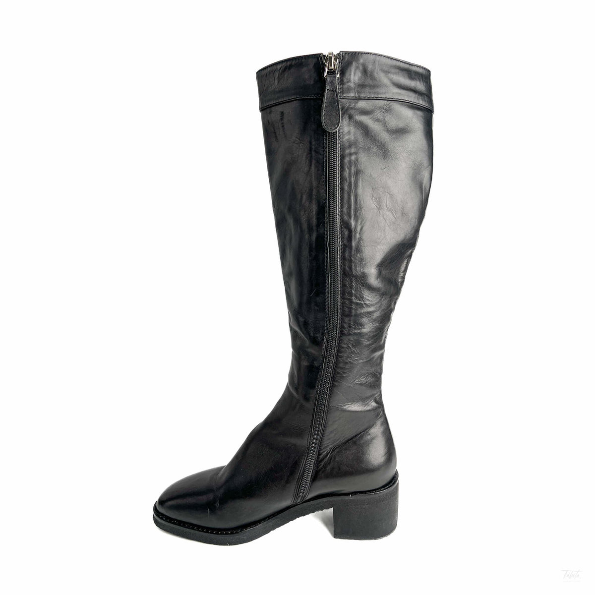 Second hand Chanel Turnlock Leather Flat Boots 39 Black - Tabita Bags