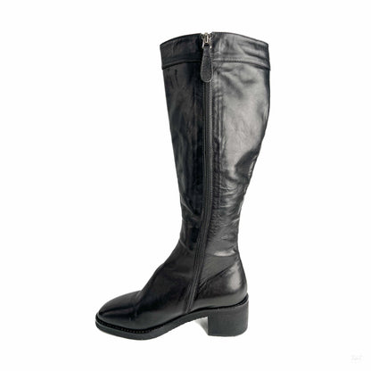 Second hand Chanel Turnlock Leather Flat Boots 39 Black - Tabita Bags
