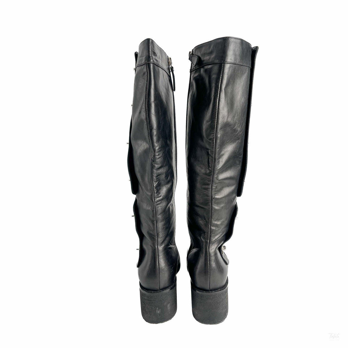 Second hand Chanel Turnlock Leather Flat Boots 39 Black - Tabita Bags