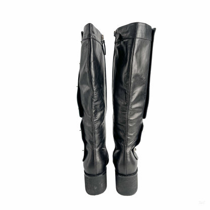 Second hand Chanel Turnlock Leather Flat Boots 39 Black - Tabita Bags