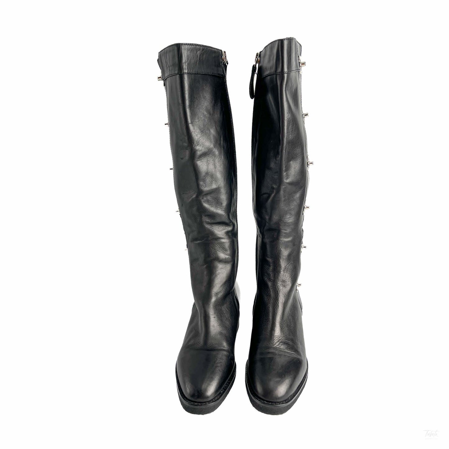 Second hand Chanel Turnlock Leather Flat Boots 39 Black - Tabita Bags
