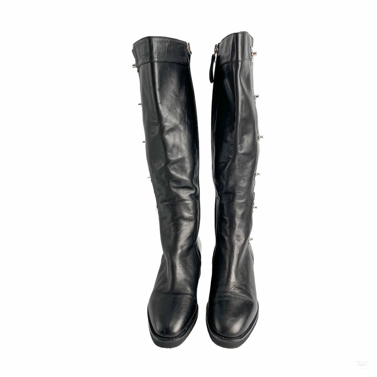 Second hand Chanel Turnlock Leather Flat Boots 39 Black - Tabita Bags
