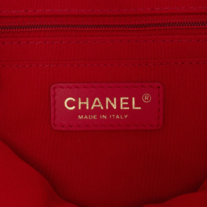 Second hand Chanel Urban Spirit Calfskin Leather Chevron Bucket Backpack Red - Tabita Bags