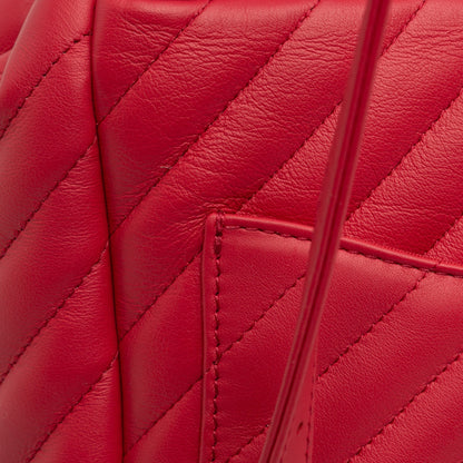Second hand Chanel Urban Spirit Calfskin Leather Chevron Bucket Backpack Red - Tabita Bags