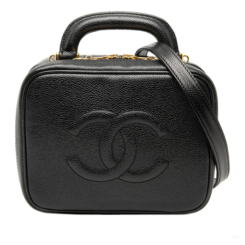 Second hand Chanel Vanity Case Caviar Leather Camera Crossbody Black - Tabita Bags