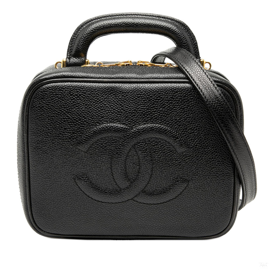 Second hand Chanel Vanity Case Caviar Leather Camera Crossbody Black - Tabita Bags