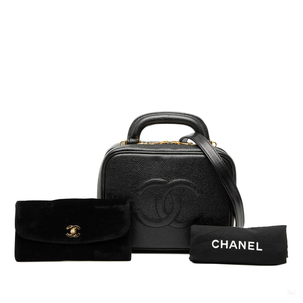 Second hand Chanel Vanity Case Caviar Leather Camera Crossbody Black - Tabita Bags
