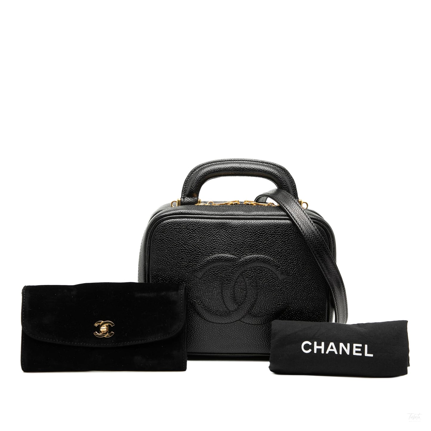 Second hand Chanel Vanity Case Caviar Leather Camera Crossbody Black - Tabita Bags