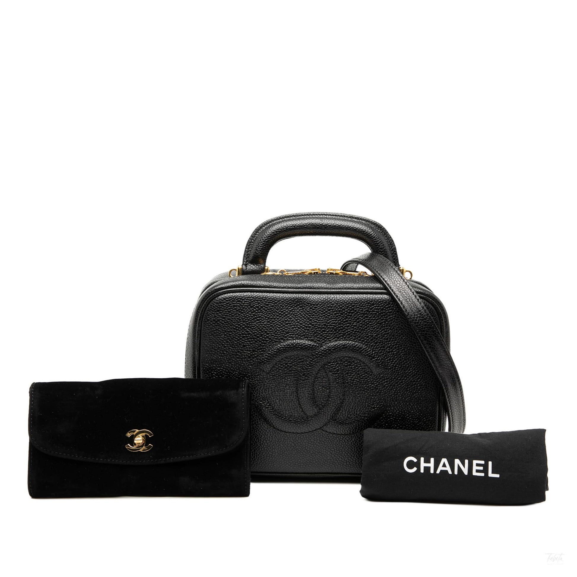 Second hand Chanel Vanity Case Caviar Leather Camera Crossbody Black - Tabita Bags