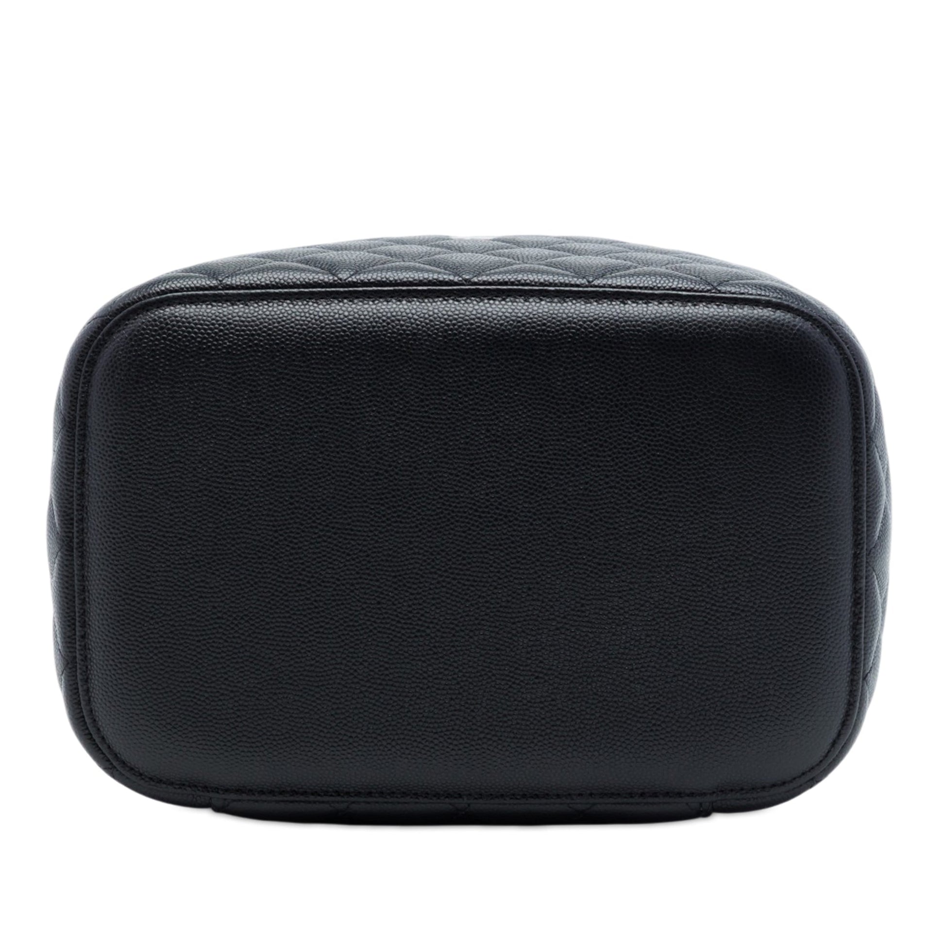 Second hand Chanel Vanity Case Medium Caviar Leather Top-handle Handbag Black - Tabita Bags