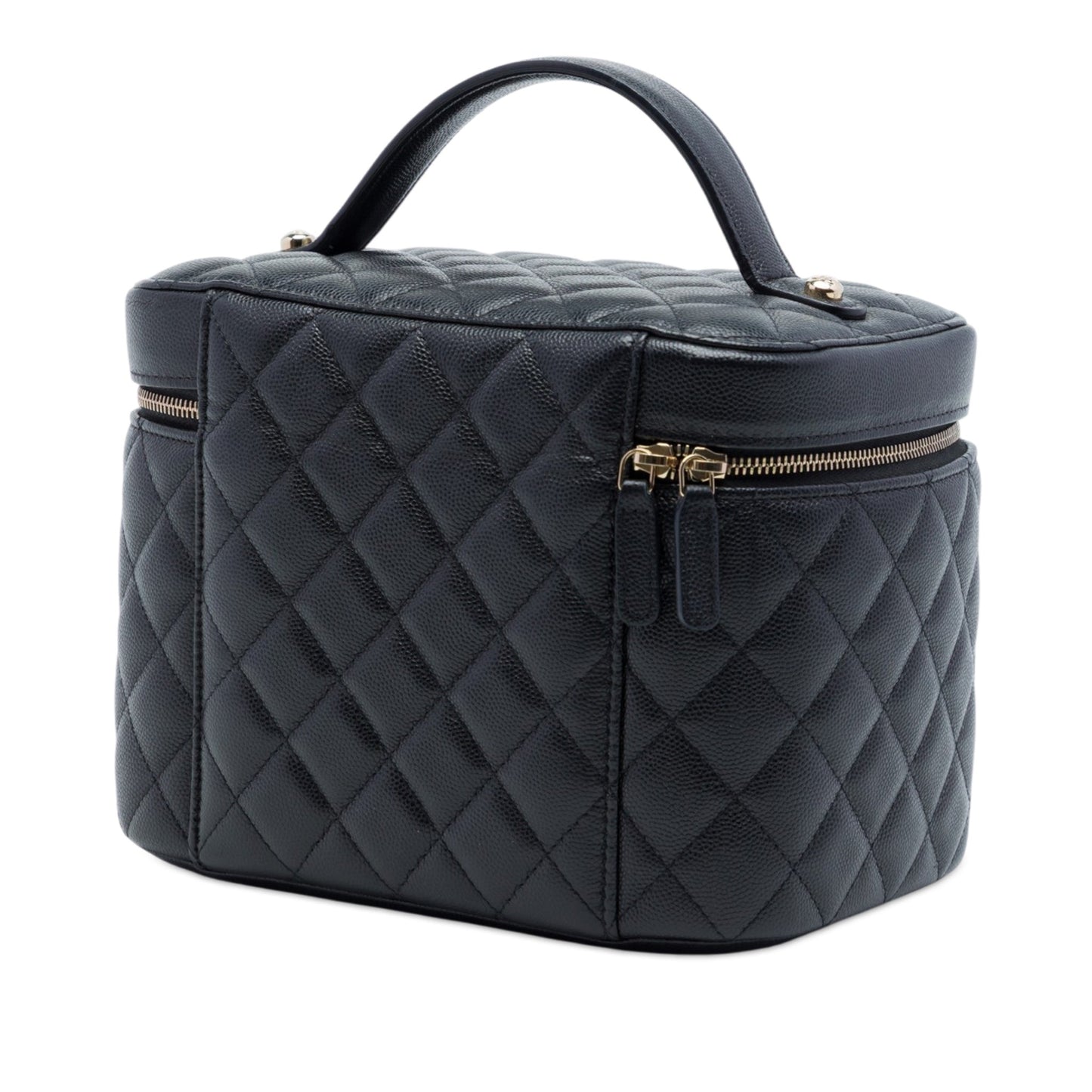 Second hand Chanel Vanity Case Medium Caviar Leather Top-handle Handbag Black - Tabita Bags