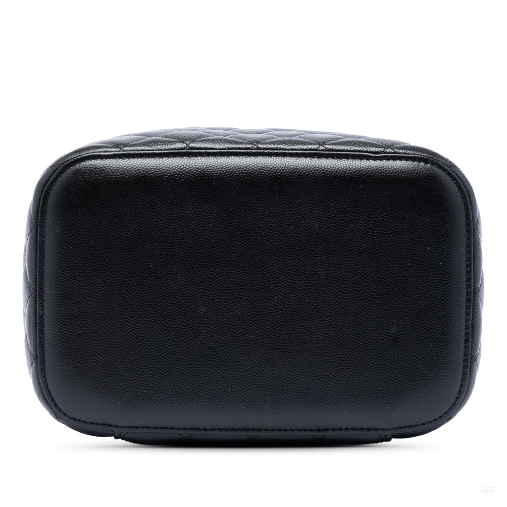 Second hand Chanel Vanity Case Medium Caviar Leather Top-handle Handbag Black - Tabita Bags