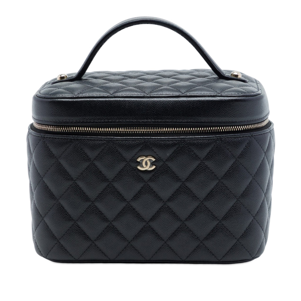Second hand Chanel Vanity Case Medium Caviar Leather Top-handle Handbag Black - Tabita Bags