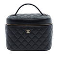 Second hand Chanel Vanity Case Medium Caviar Leather Top-handle Handbag Black - Tabita Bags
