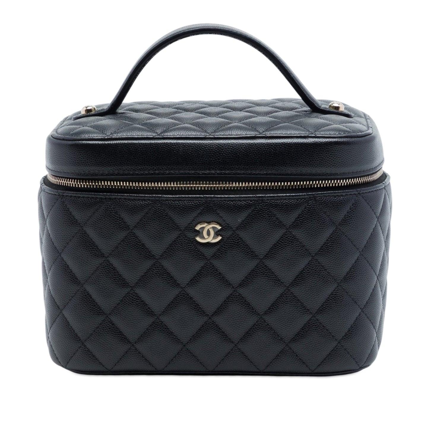 Second hand Chanel Vanity Case Medium Caviar Leather Top-handle Handbag Black - Tabita Bags