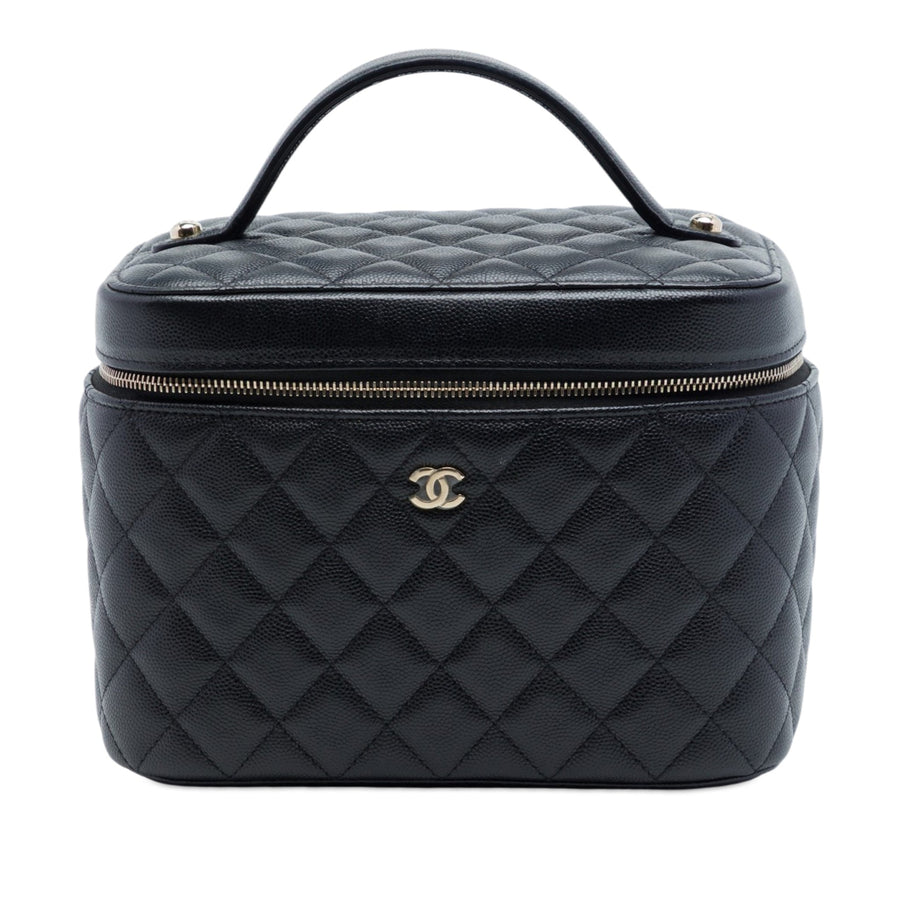 Second hand Chanel Vanity Case Medium Caviar Leather Top-handle Handbag Black - Tabita Bags