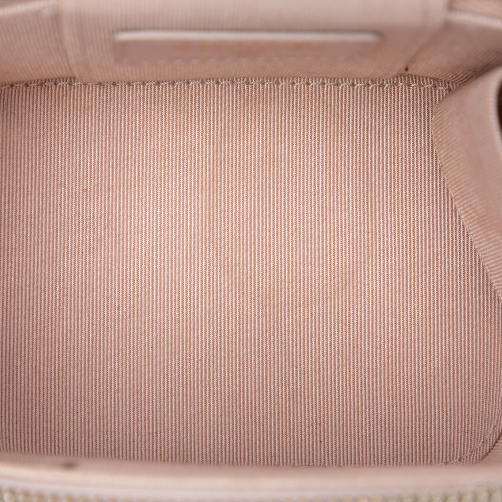 Second hand Chanel Vanity Case Mini Caviar Leather Pearl Charm Quilted Handbag Pink - Tabita Bags