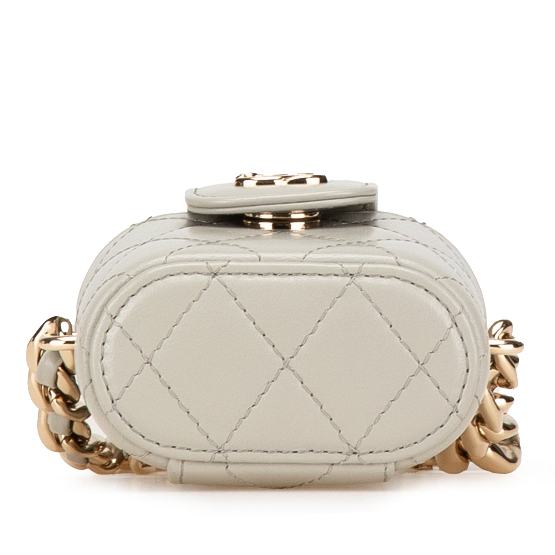 Second hand Chanel Vanity Case Mini Lambskin Leather Elegant Chain Quilted Crossbody Grey - Tabita Bags