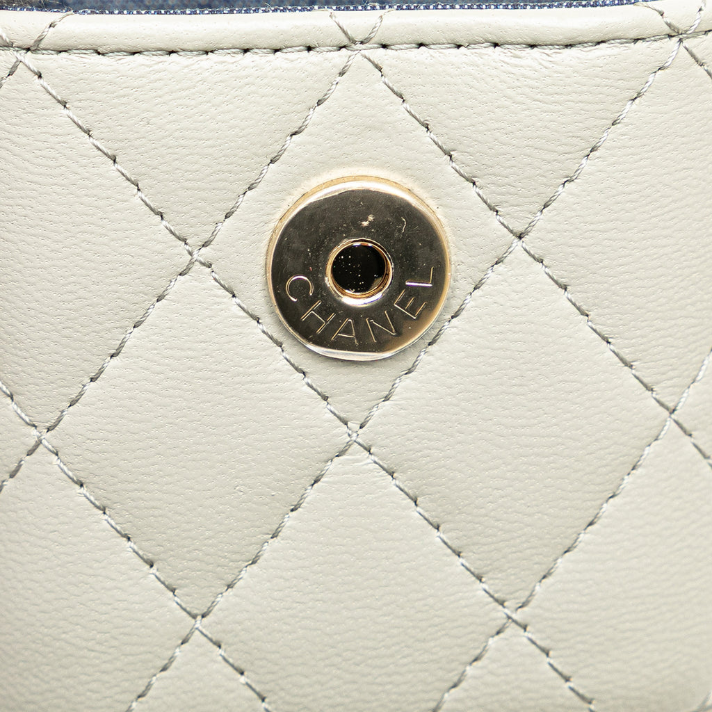 Second hand Chanel Vanity Case Mini Lambskin Leather Elegant Chain Quilted Crossbody Grey - Tabita Bags