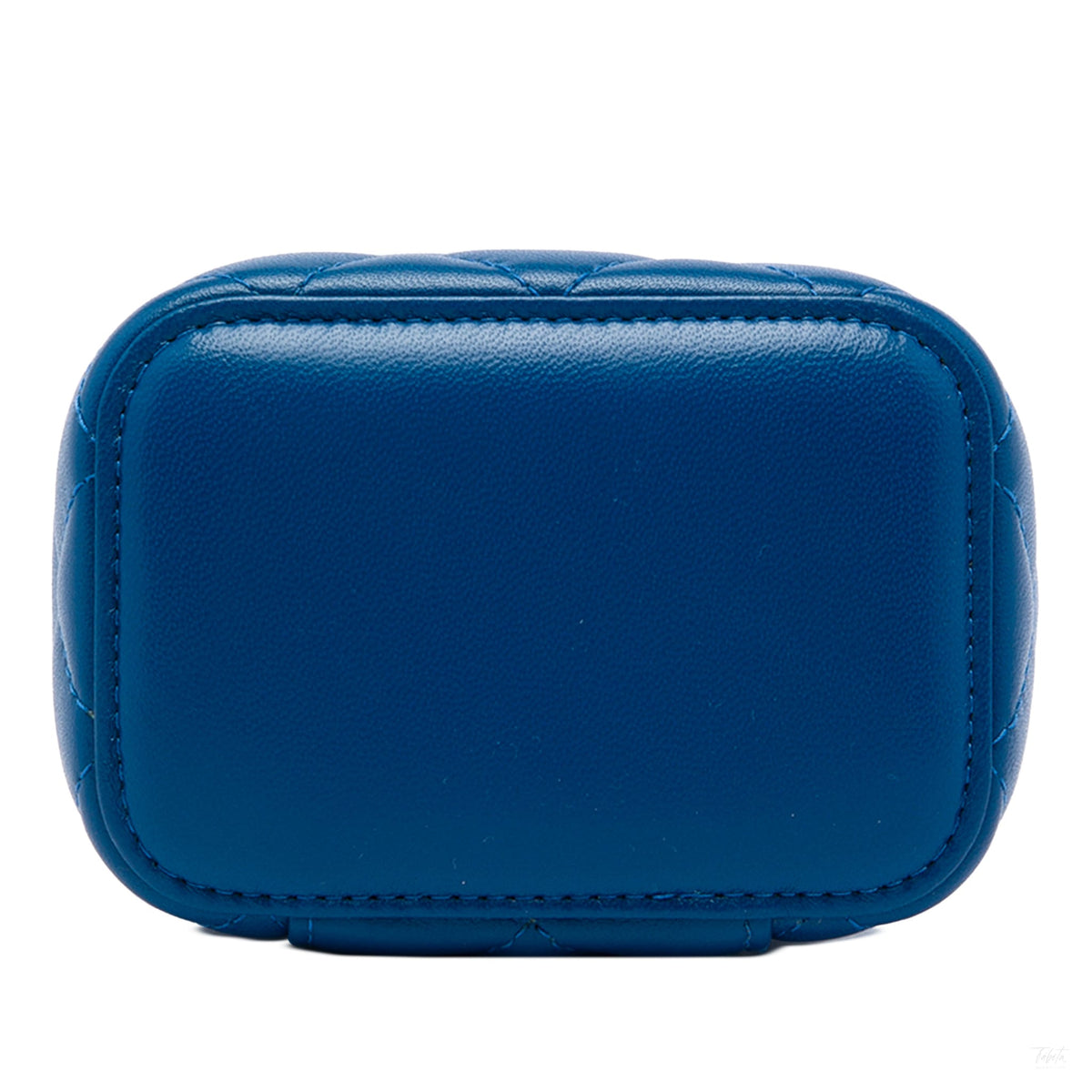 Second hand Chanel Vanity Case Mini Lambskin Leather Pearl Charm Quilted Handbag Blue - Tabita Bags