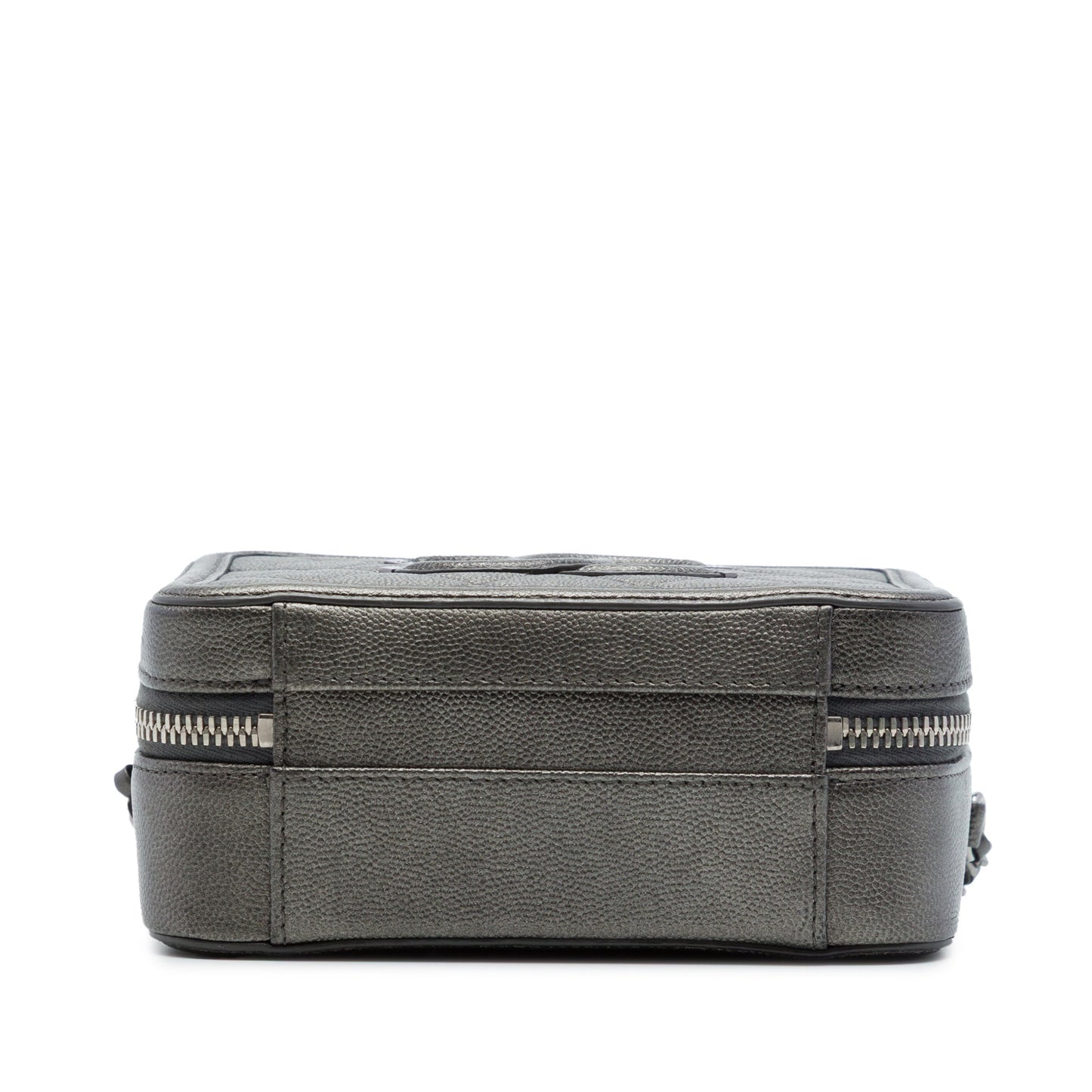 Second hand Chanel Vanity Case Small Caviar Leather CC Filigree Quilted Camera Crossbody Grey - Tabita Bags