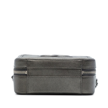 Second hand Chanel Vanity Case Small Caviar Leather CC Filigree Quilted Camera Crossbody Grey - Tabita Bags