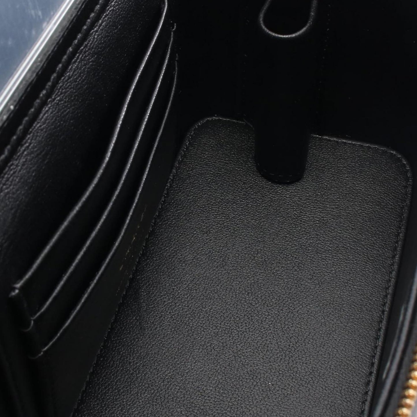 Second hand Chanel Vanity Case Small Lambskin Leather Quilted with Chain Handbag Black - Tabita Bags