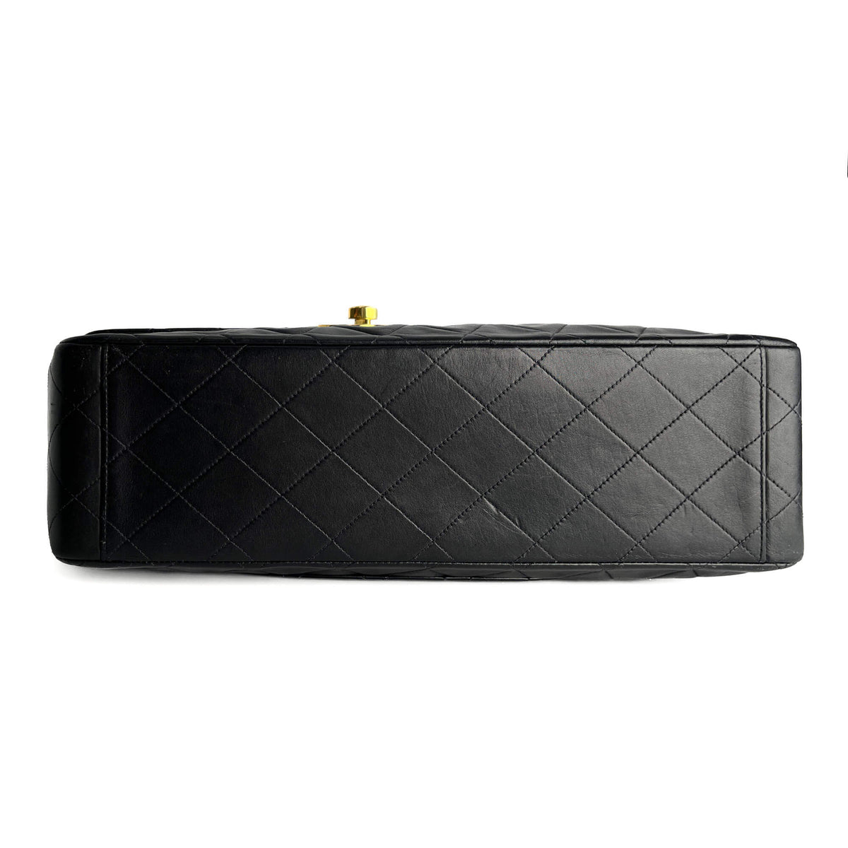 Second hand Chanel Vintage Classic Double Flap Maxi Jumbo XL Matelassè Lambskin Leather Flap Handbag Black - Tabita Bags