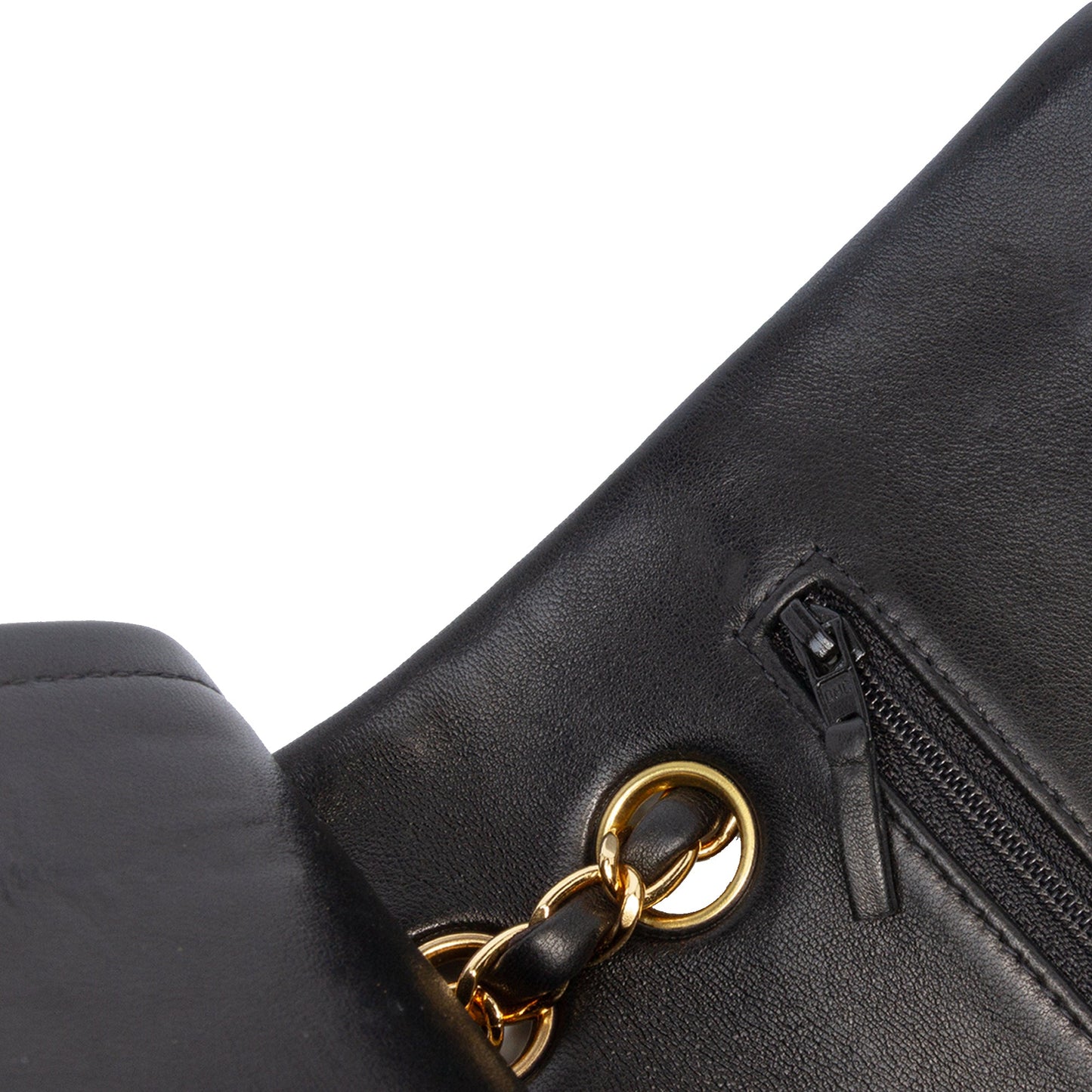 Second hand Chanel Vintage Classic Double Flap Medium Lambskin Leather Matelassè Shoulder Bag Black - Tabita Bags