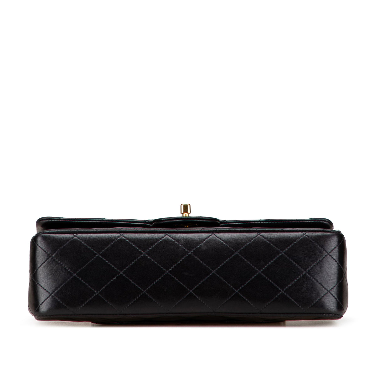 Second hand Chanel Vintage Classic Double Flap Medium Lambskin Leather Matelassè Shoulder Bag Black - Tabita Bags