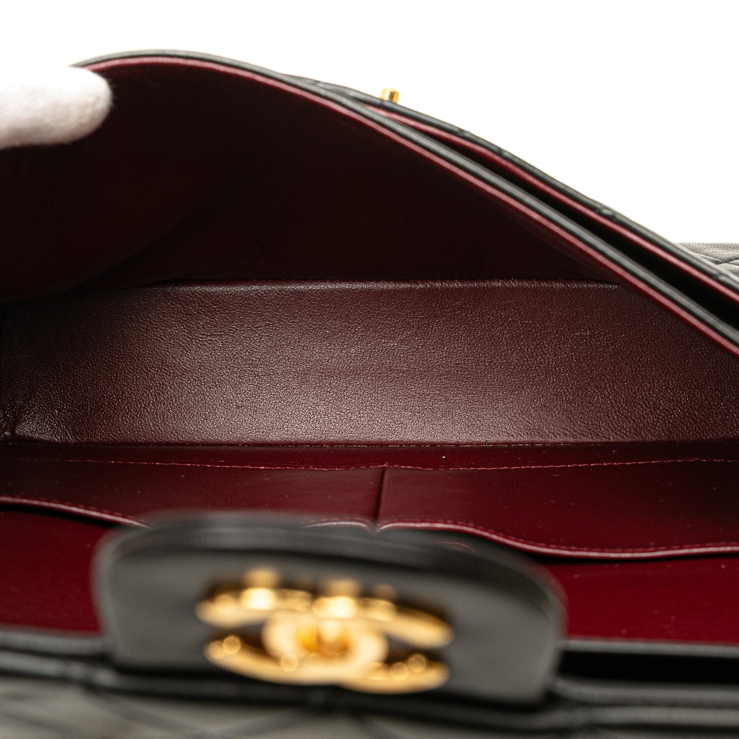 Second hand Chanel Vintage Classic Double Flap Medium Lambskin Leather Matelassè Shoulder Bag Black - Tabita Bags