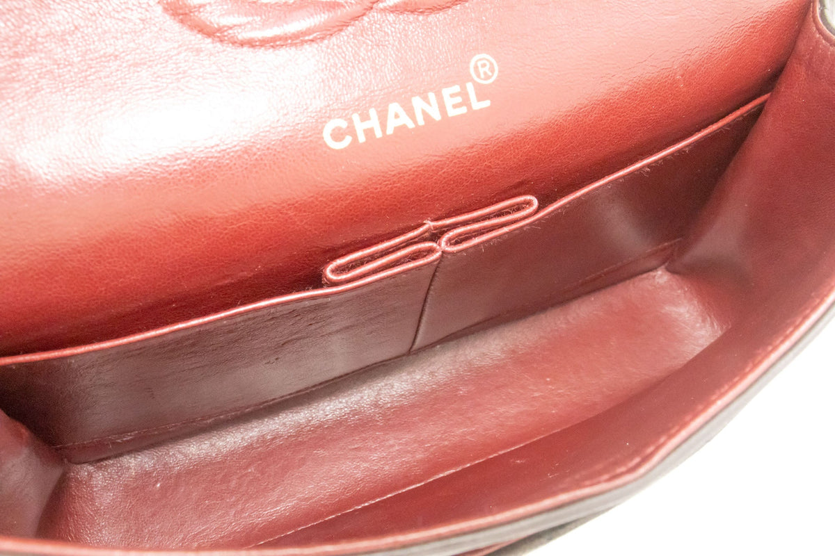 Second hand Chanel Vintage Classic Double Flap Medium Lambskin Leather Matelassè Shoulder Bag Black - Tabita Bags