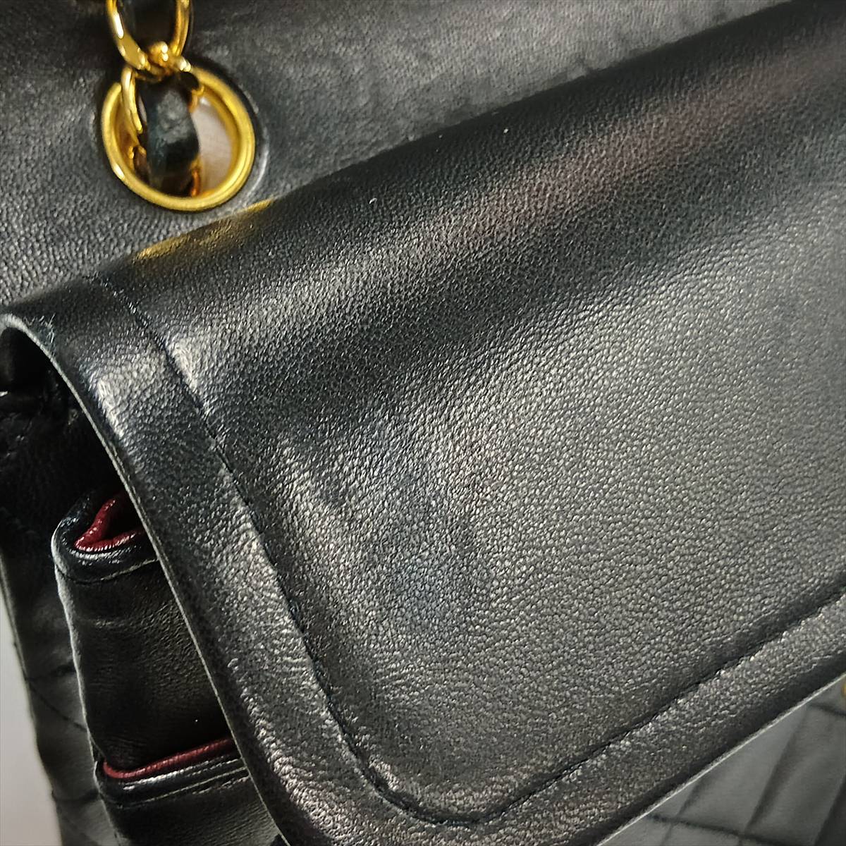 Second hand Chanel Vintage Classic Double Flap Medium Lambskin Leather Matelassè Shoulder Bag Black - Tabita Bags