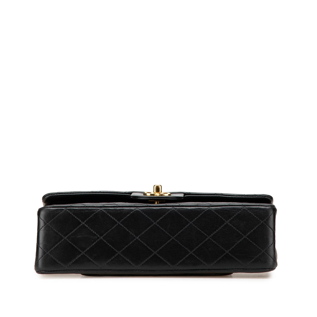 Second hand Chanel Vintage Classic Double Flap Medium Lambskin Leather Matelassè Shoulder Bag Black - Tabita Bags