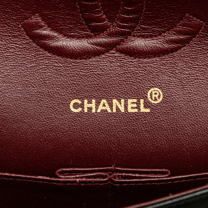 Second hand Chanel Vintage Classic Double Flap Medium Lambskin Leather Matelassè Shoulder Bag Black - Tabita Bags