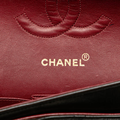 Second hand Chanel Vintage Classic Double Flap Medium Lambskin Leather Matelassè Shoulder Bag Black - Tabita Bags