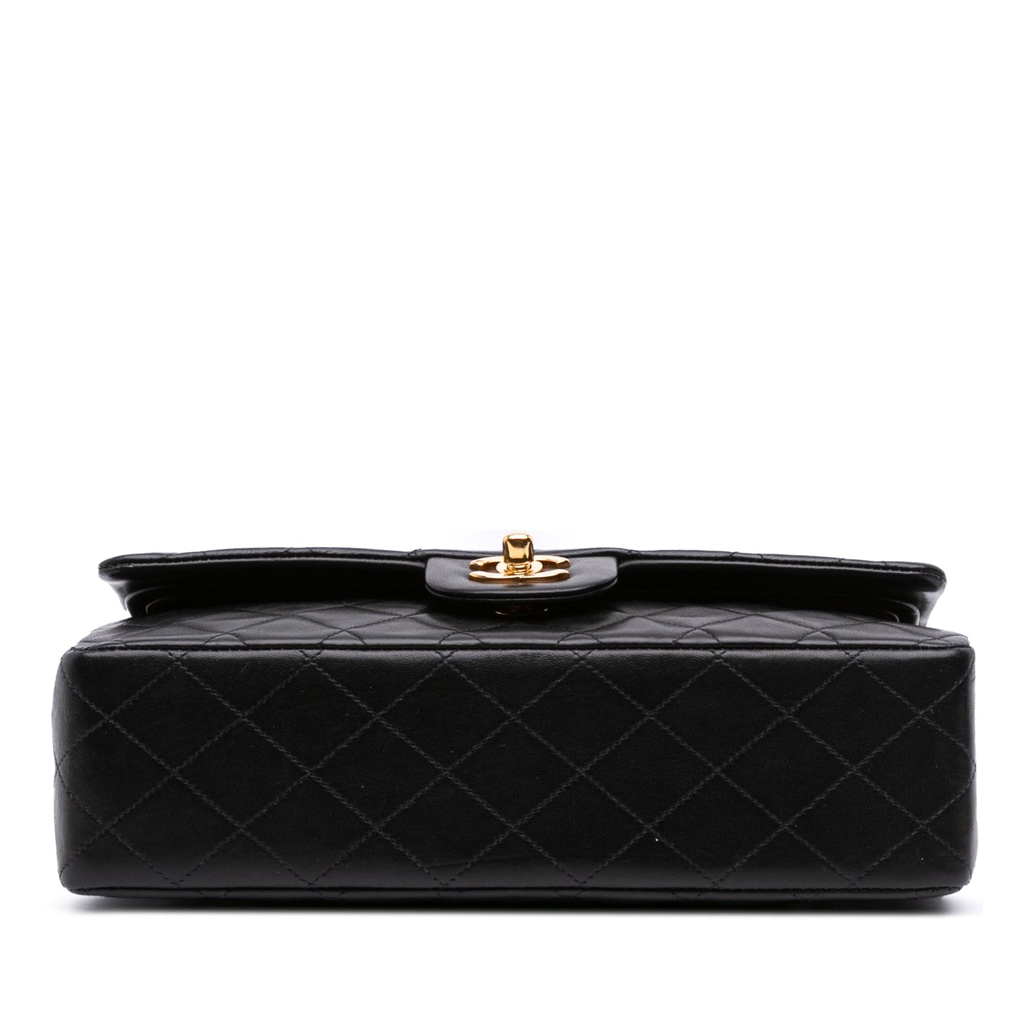 Second hand Chanel Vintage Classic Double Flap Medium Lambskin Leather Matelassè Shoulder Bag Black - Tabita Bags