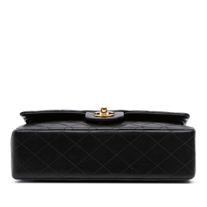 Second hand Chanel Vintage Classic Double Flap Medium Lambskin Leather Matelassè Shoulder Bag Black - Tabita Bags
