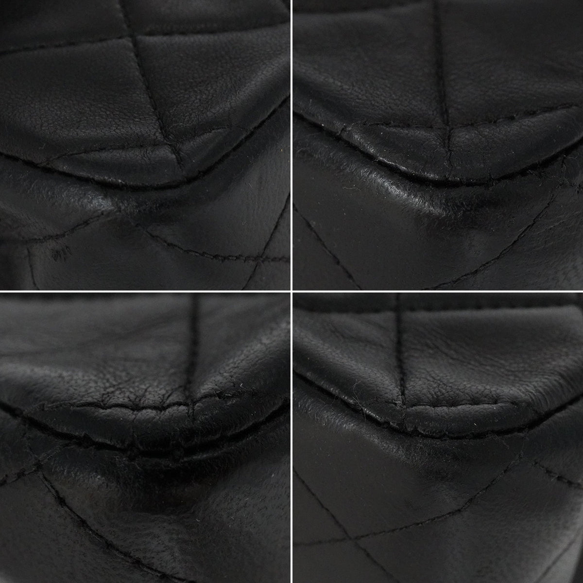 Second hand Chanel Vintage Classic Double Flap Medium Lambskin Leather Matelassè Shoulder Bag Black - Tabita Bags