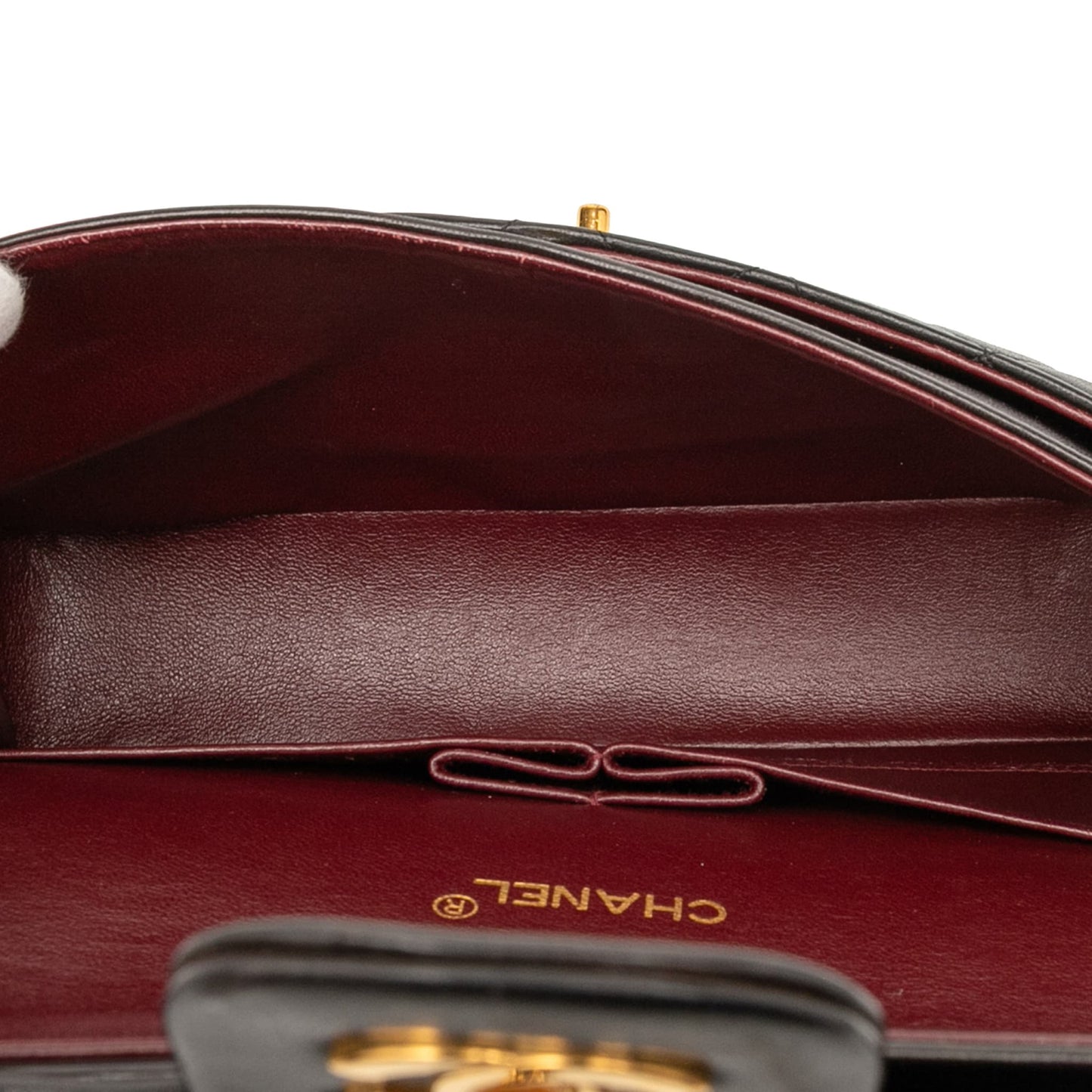 Second hand Chanel Vintage Classic Double Flap Medium Lambskin Leather Matelassè Shoulder Bag Black - Tabita Bags