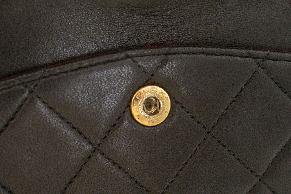 Second hand Chanel Vintage Classic Double Flap Medium Lambskin Leather Matelassè Shoulder Bag Black - Tabita Bags