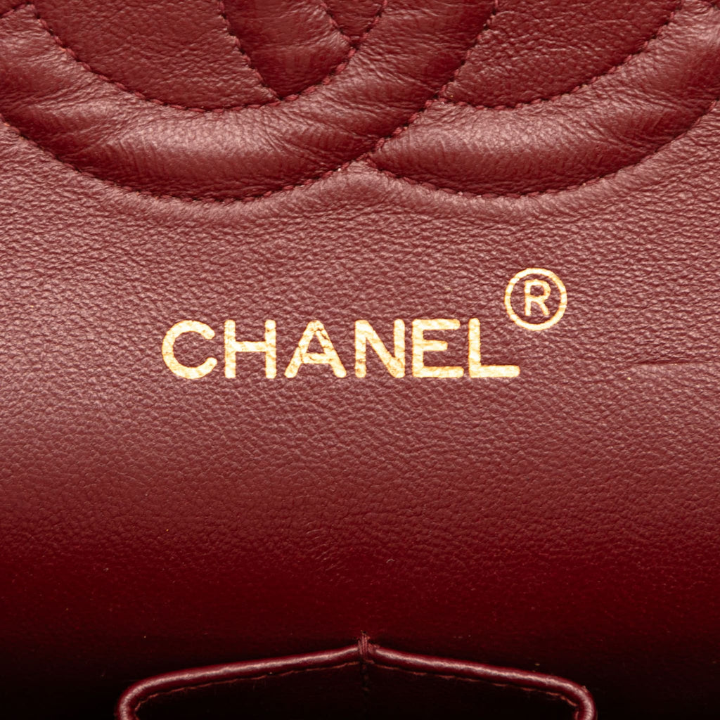 Second hand Chanel Vintage Classic Double Flap Medium Lambskin Leather Matelassè Shoulder Bag Black - Tabita Bags